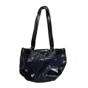 MICHE WOMENS JOYANNA SHELL & 2 HANDLE HANDBAG Dark Blue & Black Trim Purse